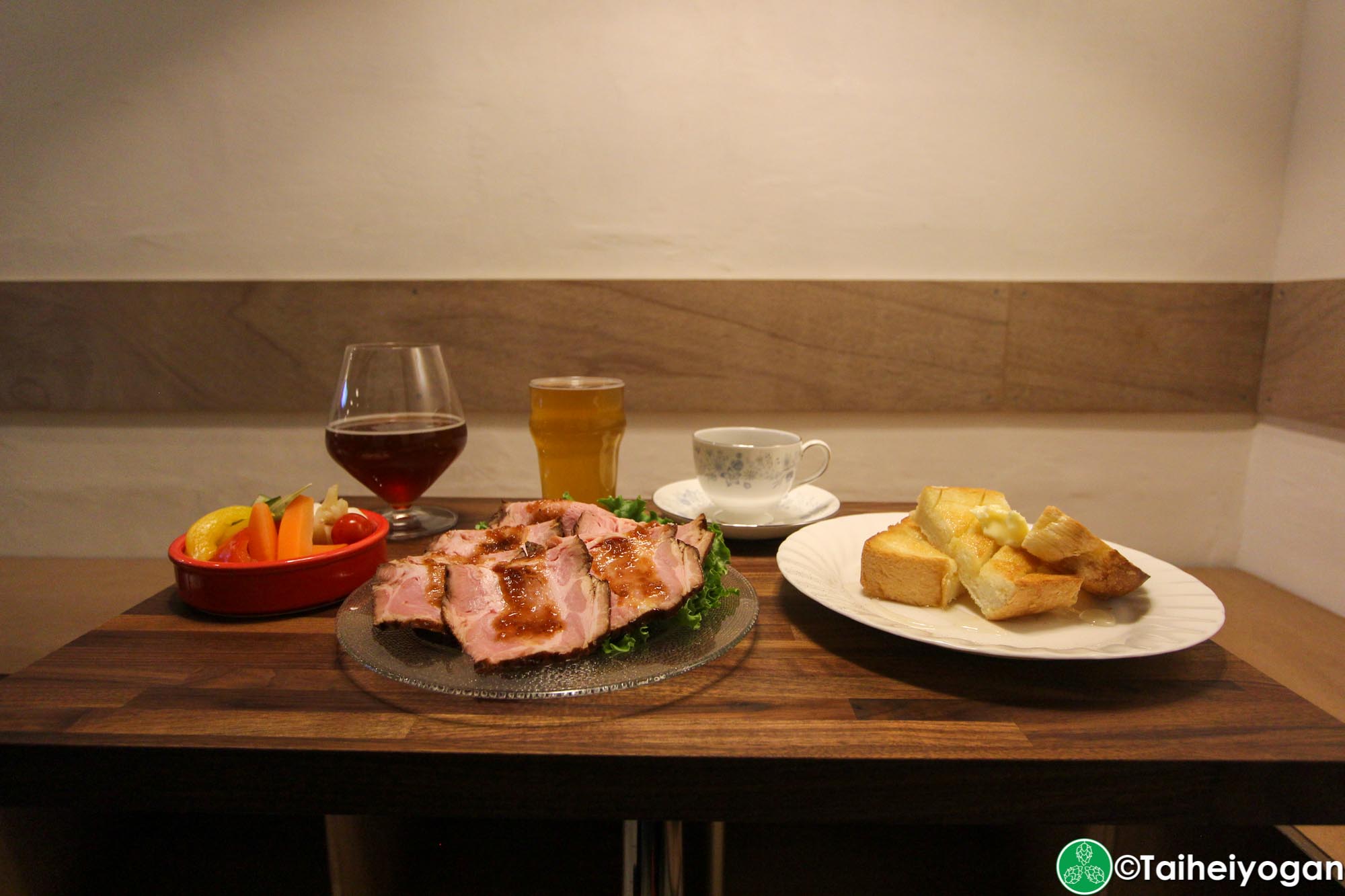 FAM333 - Interior - Lunch Menu - Roast Pork, Pickles, Honey Toast, Coffee & Craft Beer