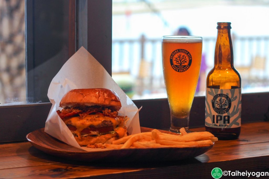 Chatan Burger Base Atabii's - Menu - Neo Bacon Cheeseburger & Okinawa Sango Beer