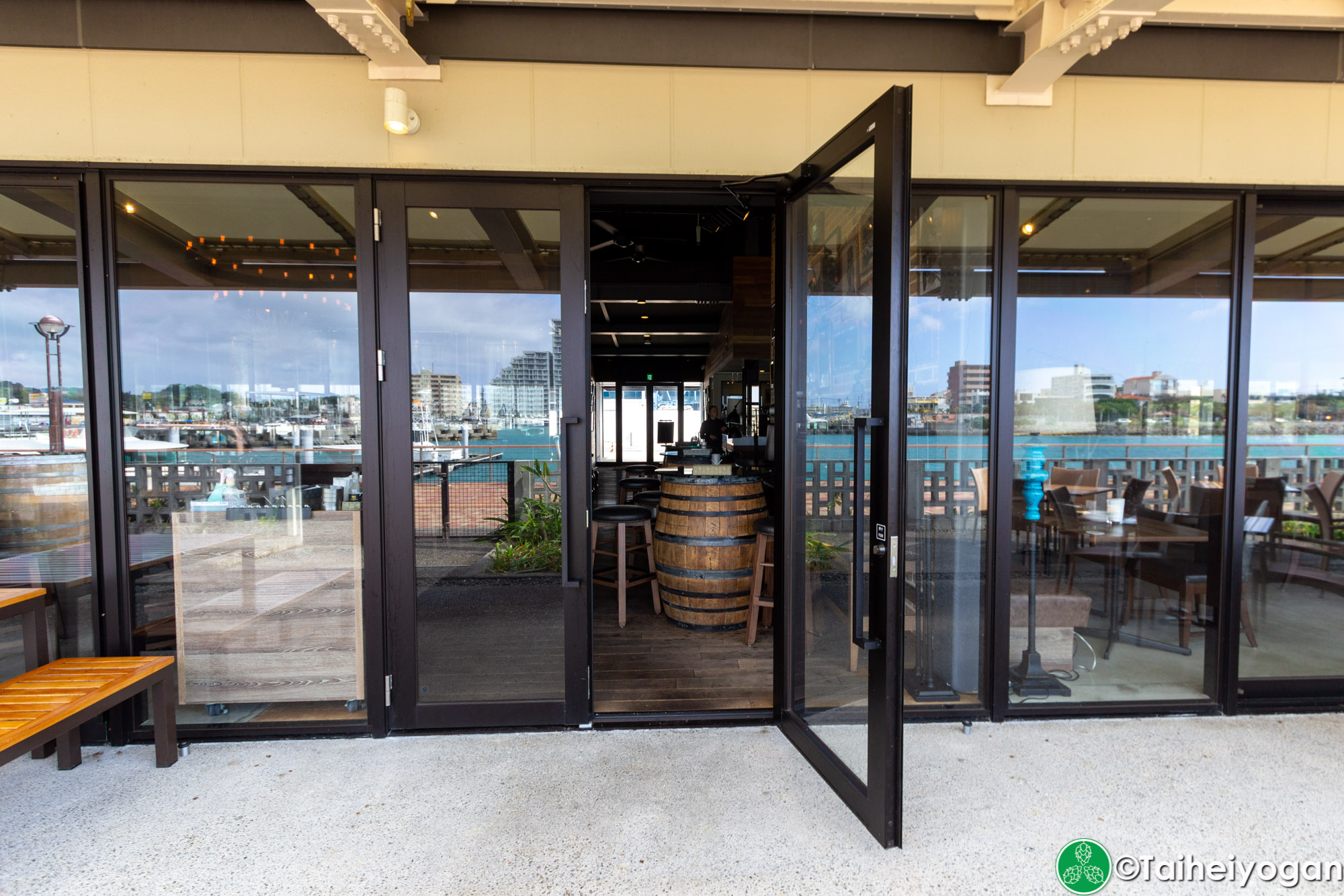 Chatan Harbor Brewery - Entrance from Outdoor Terrace Seating